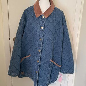 Ralph Lauren Quilted Denim and Corduroy Coat 3X NWT